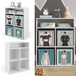 Vicco Kinderregal Luigi für 4 Faltboxen Bücherregal Spielzeugregal Aufbewahrung Regal