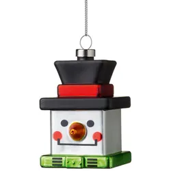 Weihnachtsanhänger Schneemann Snow Cube Alessi schwarz/weiß/grün mehrfarbig, Designer Massimo Giacon, Marcello Jori, 5.5x8.5x5.5 cm