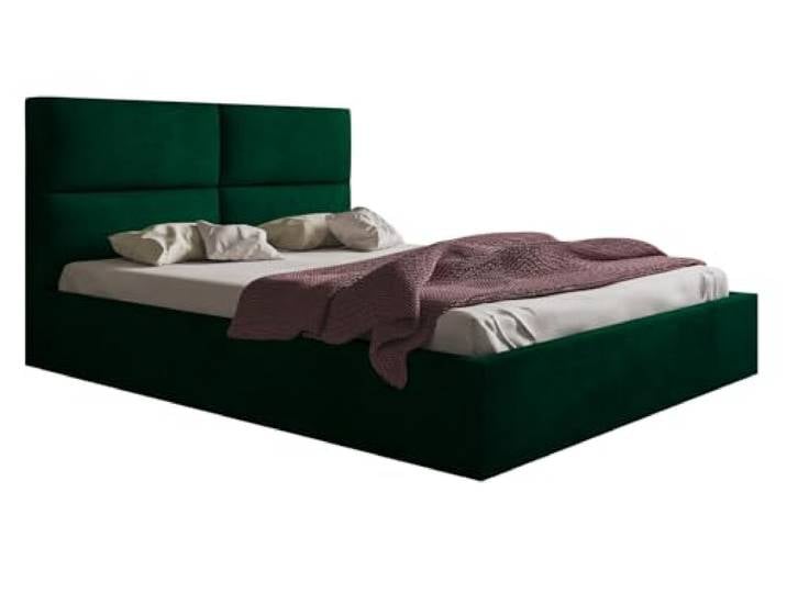 Emporius Polsternett 160x200 Terra - Doppelbett mit Bettkasten, Bett mit Lattenrost - Polsterbett 160x200 (Grün - Monolith 37)
