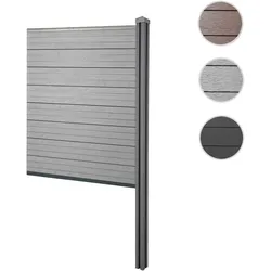 WPC-Sichtschutz Sarthe, Zaun Windschutz, WPC-Pfosten zum Einbetonieren ~ Erweiterungselement schmal, 98cm grau