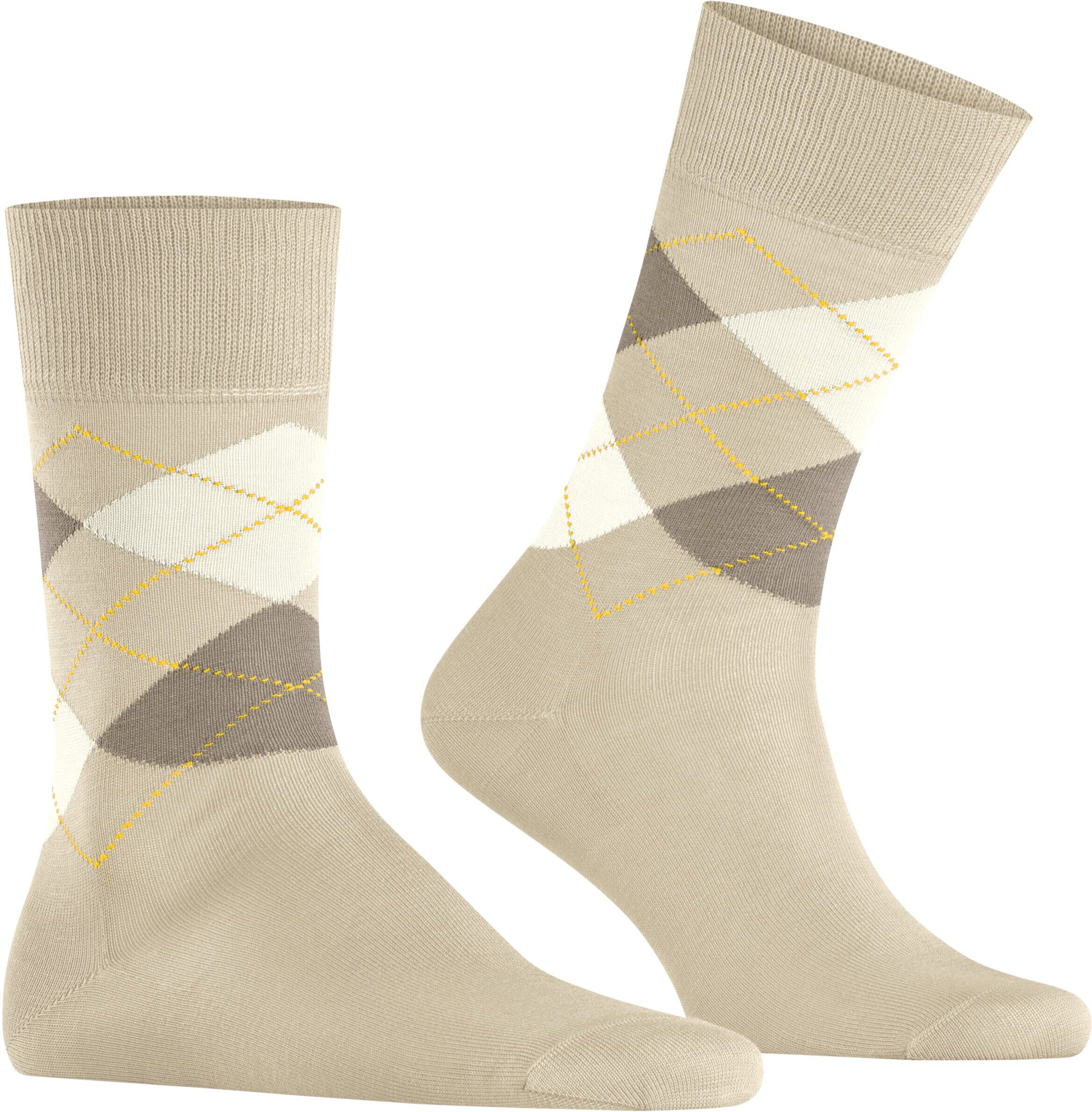 Socken BURLINGTON "Manchester", Herren, Gr. 40, Sockengröße, beige (gravel), Baumwollmischung, Socken Socken, Einheitsgröße 40-46, Argyle-Muster, Burlington-Clip