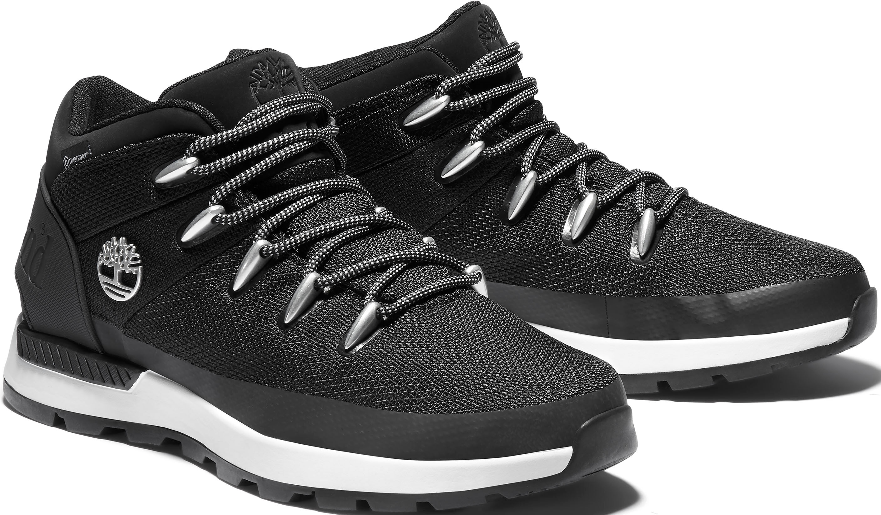 Schnürboots TIMBERLAND "Sprint Trekker Mid Fab WP", Herren, Gr. 42, schwarz, Textil, unifarben, Schuhe Schnürboots, Winterstiefel, Schnürstiefel, Winterschuhe, wasserdicht schwarz 42