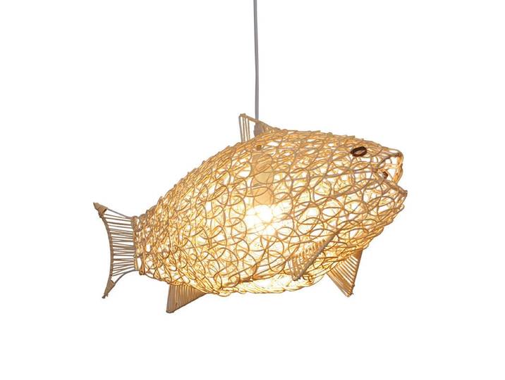 Lampes suspendues modernes nordiques Art de poisson créatif luminaire en bambou LED décor de salon lampes suspendues cuisine Restaurant lumière
