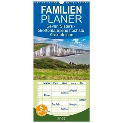 Familienplaner 2027 - Seven Sisters - Großbritanniens höchste Kreidefelsen mit 5 Spalten (Wandkalender, 21 x 45 cm) CALVENDO