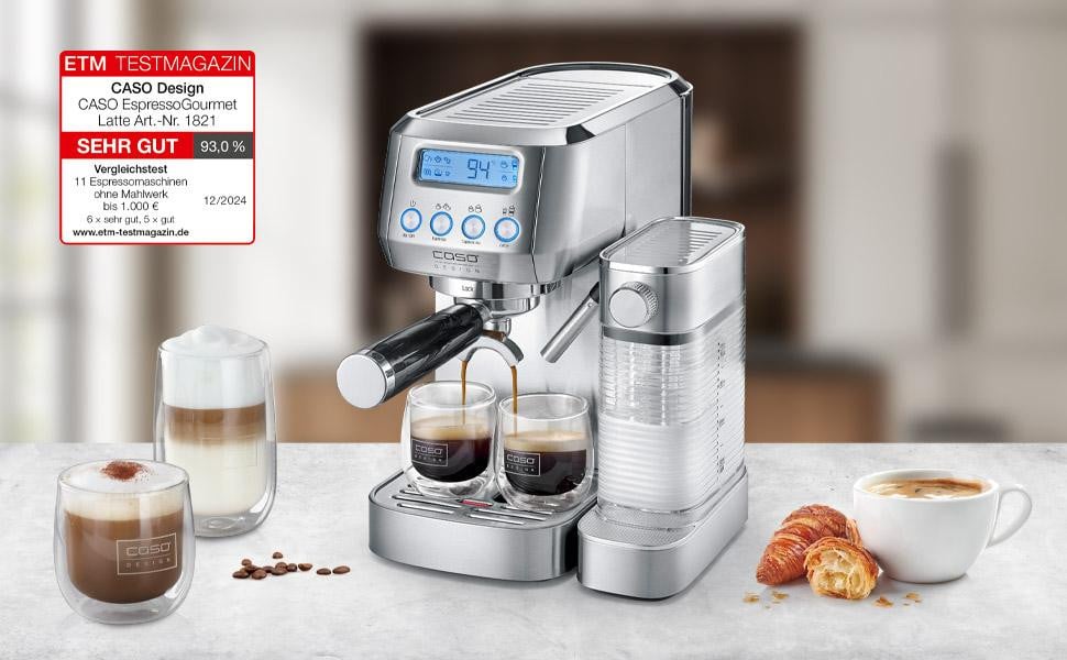 Caso 1821 Espresso Gourmet Latte Espressomaschine - Zilver