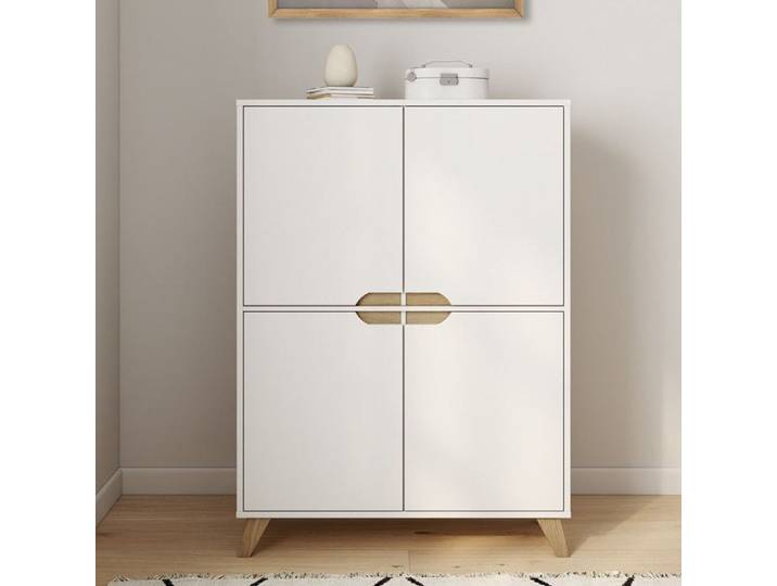 ID MARKET buffet HELSINKI 4 portes 80 cm Scandinave blanc
