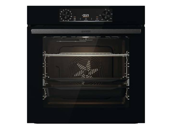 Gorenje 738415 OptiBake BOS 6737 E13BG Einbau-Backofen / 77L / Heißluft/ExtraSteam/GentleClose & Open/Bratenthermometer/AirFry/Pizzamode 300°C/PerfectGrill/ChildLook/Teleskopauszüge/schwarz