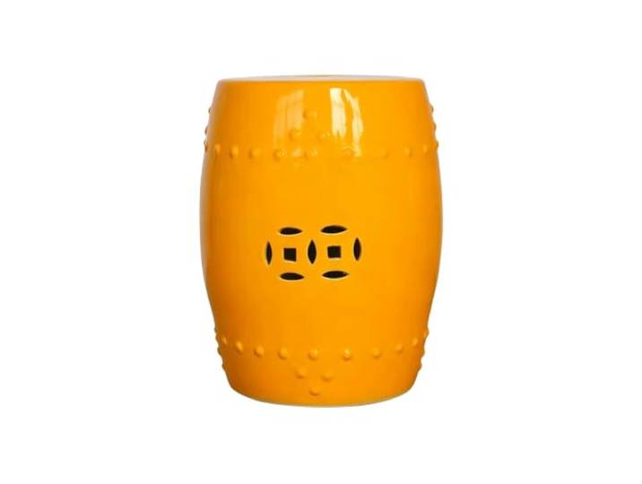 Keramik-Gartenhocker For Drinnen Und Draußen, Terrassendekoration, Einfarbig, Ohne Muster, Wasserdichter, Langlebiger Sitz Oder Beistelltisch For Hof, Wohnzimmer – Dekoratives Akzentstück(Yellow2)