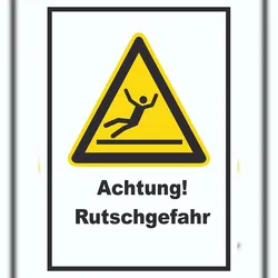 HB-Druck Achtung Rutschgefahr A2 Rückseite selbstklebend Schild