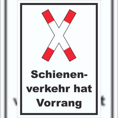 HB-Druck Schild Vorrang Schienenverkehr A3 Rückseite selbstklebend