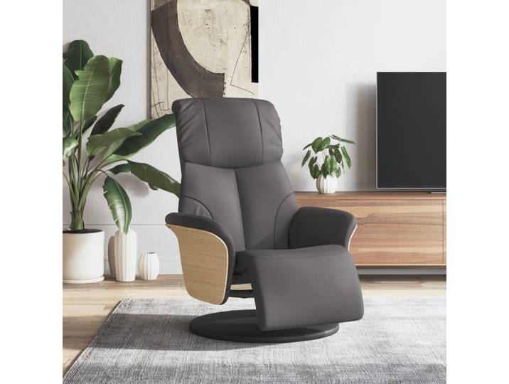 vidaXL Relaxsessel mit Fußteil Grau Kunstleder