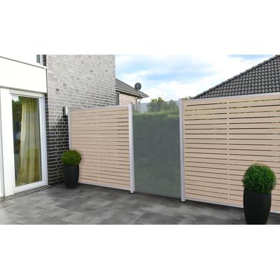 Sichtschutzelement TETZNER & JENTZSCH "Hampton", beige (sandbeige, silber), H:180cm, Aluminium, BPC, Zaunelemente, langlebig, witterungsbeständig