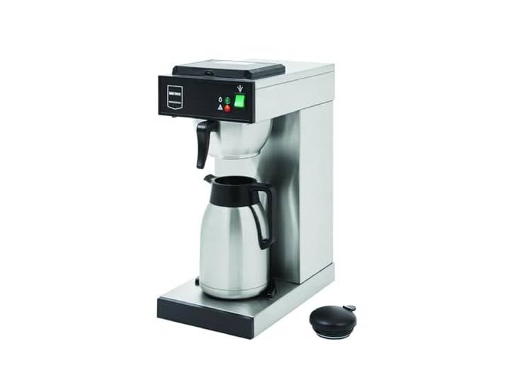 METRO Professional Filterkaffeemaschine GCT2001, 2.3L Wassertank, Isolierkanne (1.9L), Brühkontrollleuchte, Entkalkungswarnung, 2000W, inkl. 100 Papierfilter, silber