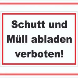 HB-Druck Schutt und Müll abladen verboten Text Aufkleber A9 (37x52mm)