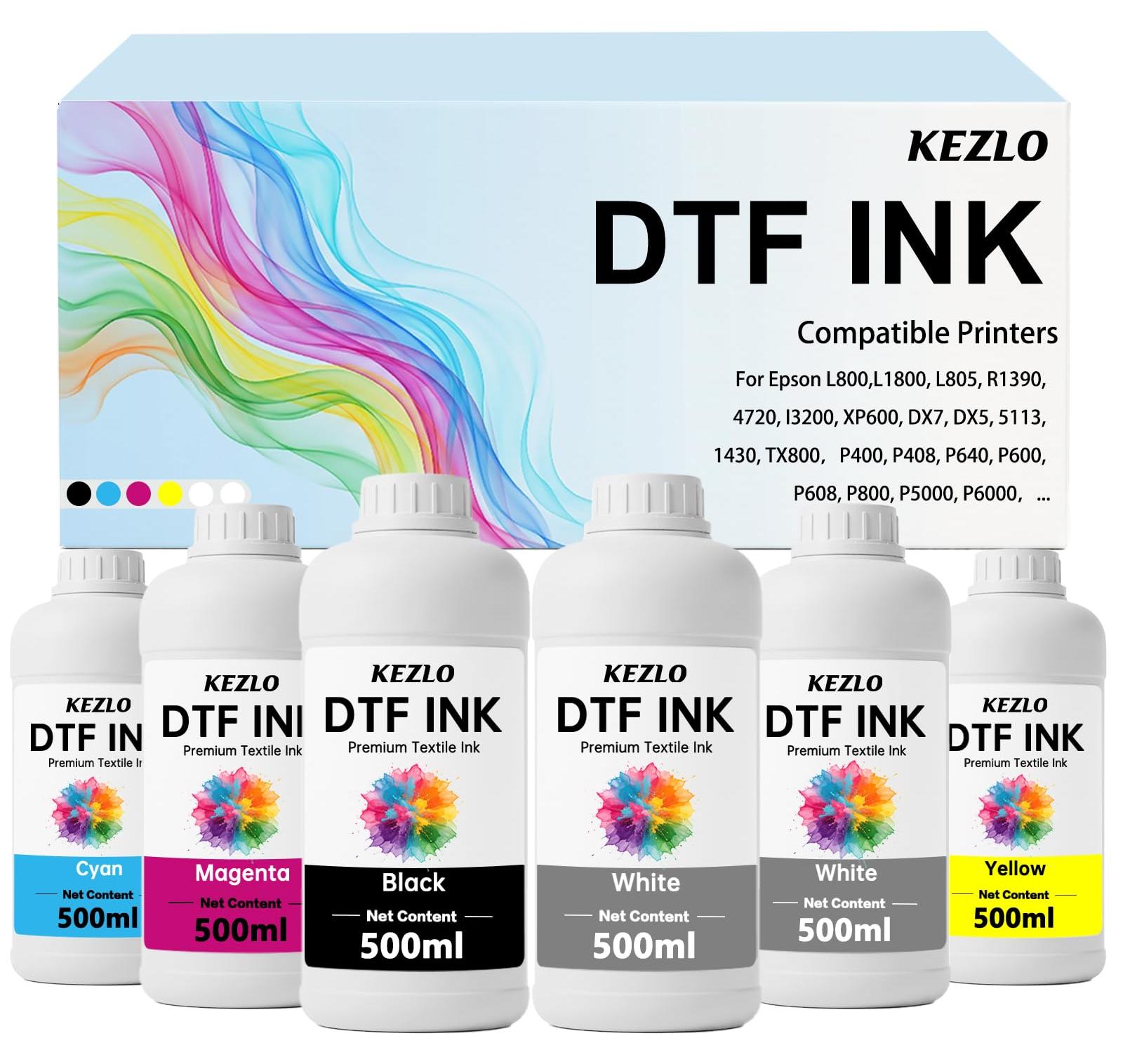 DTF-Inkt Premium 3000 ml (2W+CMYK) für XP600, ET8550 u.v.m.