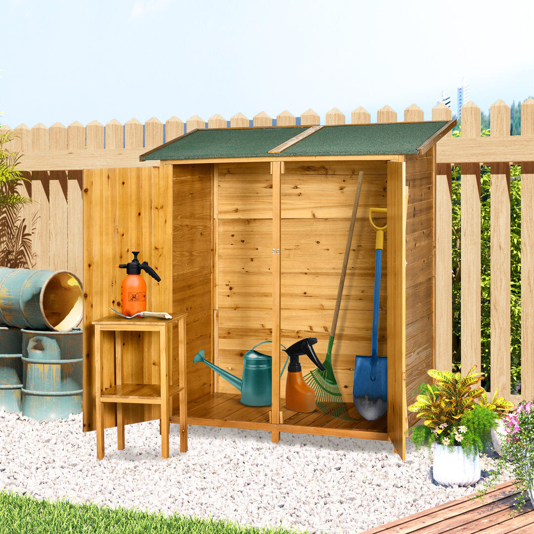 WFX Utility 5 ft. W x 2 ft. D Solid Wood Vertical Tool Shed Grey 139cm W X 75cm D X 160cm H