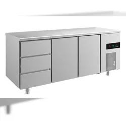 Gastro Kühltisch 3 Schubladen 2 Türen Umluftkühlung 1865x700x850mm -2/+8°C