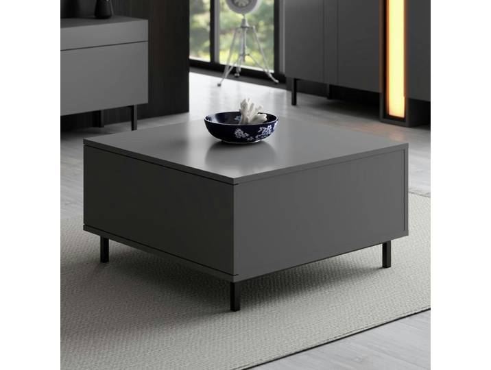 Table basse carrée avec coffre de rangement AURA - Anthracite