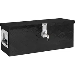 DELUKE® Aluminiumbox mit Deckel - Abschließbar Alubox Deichselbox Alu Anhängerbox Werkzeugkiste Metall Transportbox Metallkiste, 60x23,5x23cm Schwarz
