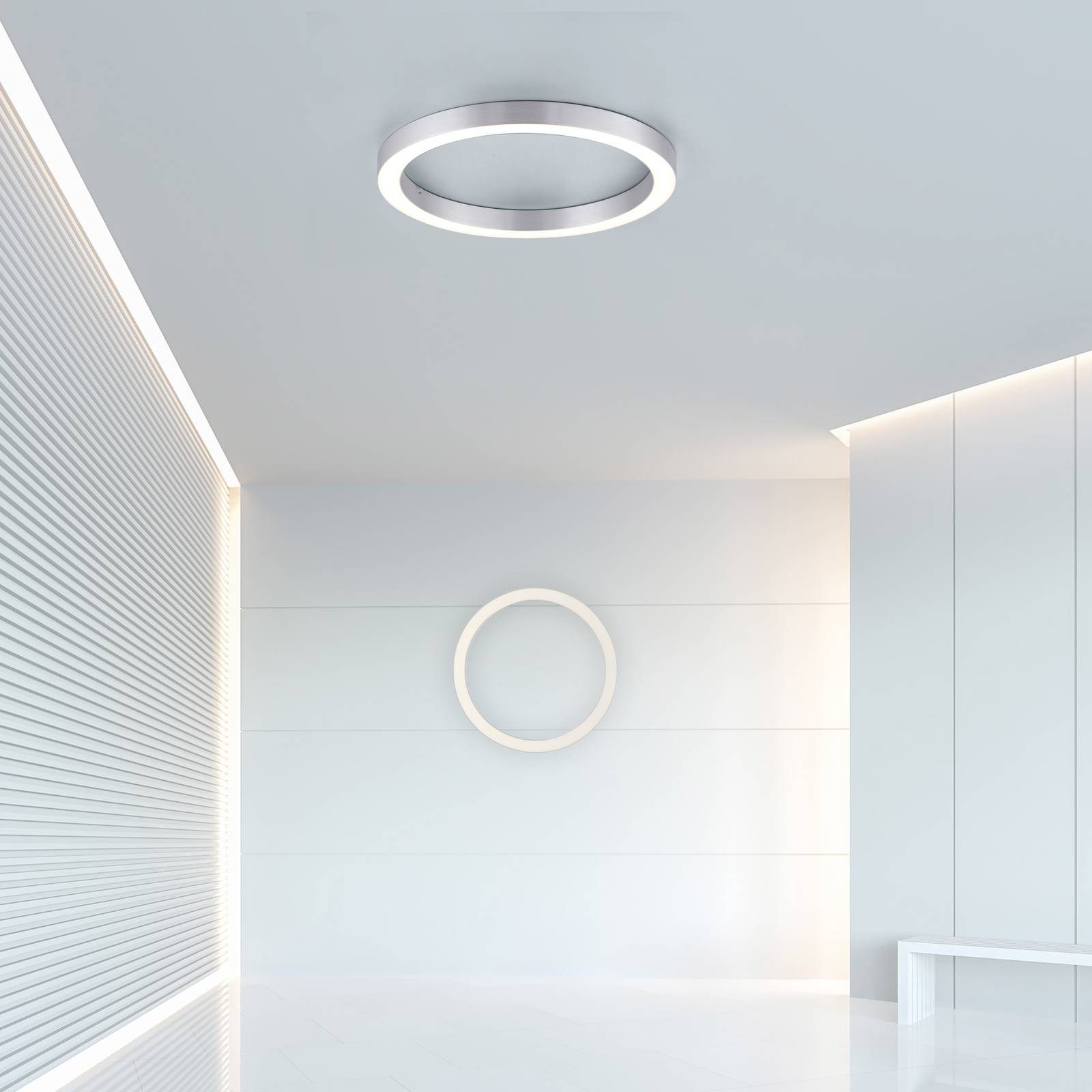 PURE LED Ceiling Light Lines Round, dimmable, Alu / grey / zinc, Living / Dining Room, Aluminium, Modern, Ceiling Light