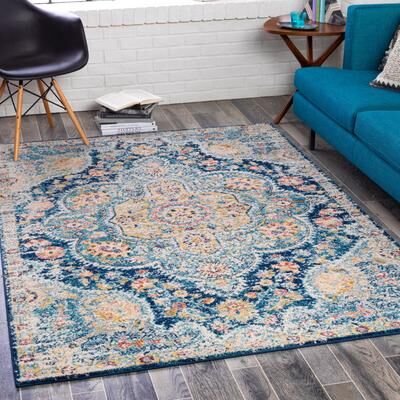 Livabliss Hal Vintage Boho Traditional Pink Medallion Area Rug