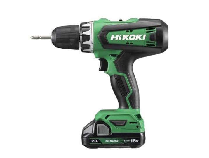 HiKOKI Perceuse Visseuse Sans Fil 18V 2 Batteries 2\,0 Ah DS18DFWCZ Perceuse-visseuse 18V compacte de 53Nm avec mandrin 13mm\, conçue pour les perçages et vissages polyvalents d'atelier