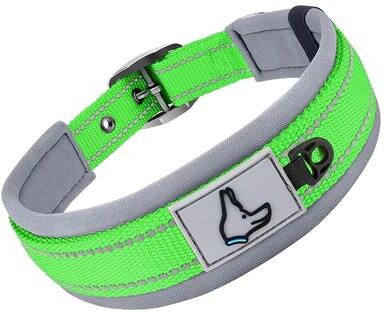 Uplift Treasures Reflective Padded Adjustable Dog Collar green s
