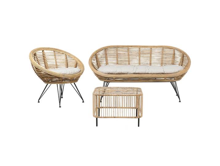 3-SITZER LOUNGE SET Rattan Natürlich Maratea/Cesenatico