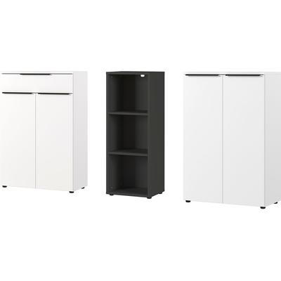 Büromöbel-Set GERMANIA "Mailand", weiß, Holzwerkstoff, Arbeitsmöbel-Sets, Büromöbel-Set, inkl. 2 Aktenschränken und Aktenregal