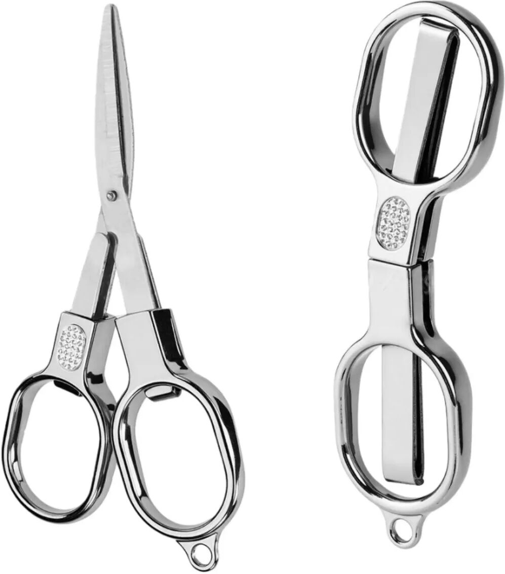 INF Ciseaux de pêche pliables en acier inoxydable - Pack de 2, coupe-ligne multi-usage portable Argent