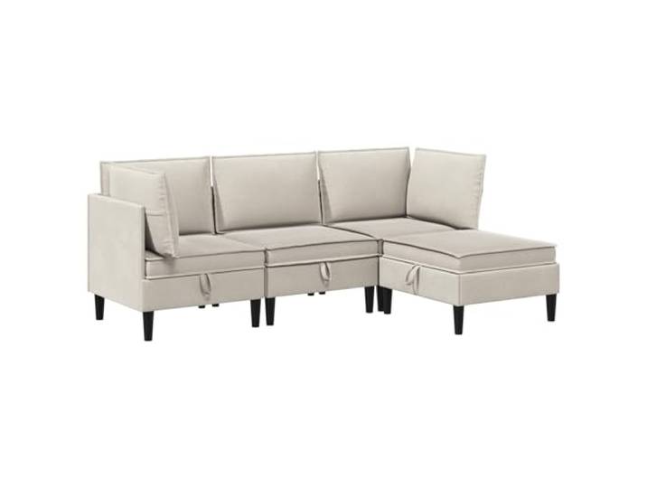 KUTYWEXFM 4-tlg Wohnzimmergarnitur Hafer Stoff Sofagarnitur Couchset Modulare Couchgarnitur mit Kissen fürs Wohnzimmer. Pflegeleichter Polyesterbezug in Hafer mit stabilen Kunststoffbeinen.