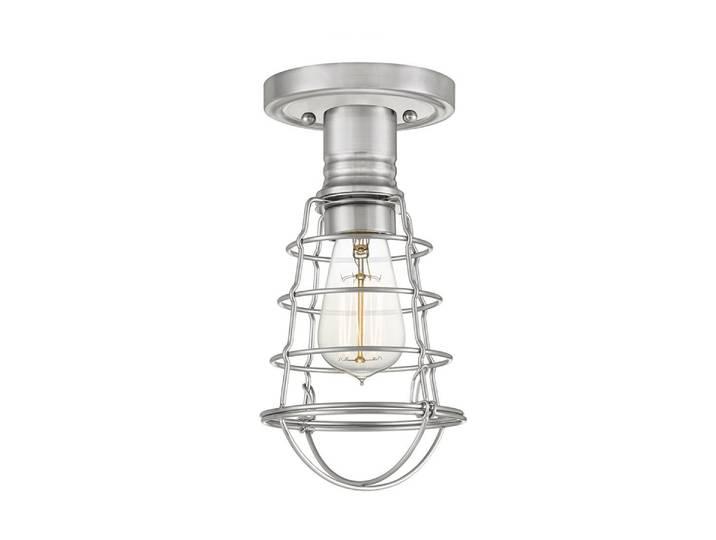 Industrielle Deckenleuchte Nordica Mixon Gebürstetes Nickel Stahl 1 Licht E27
