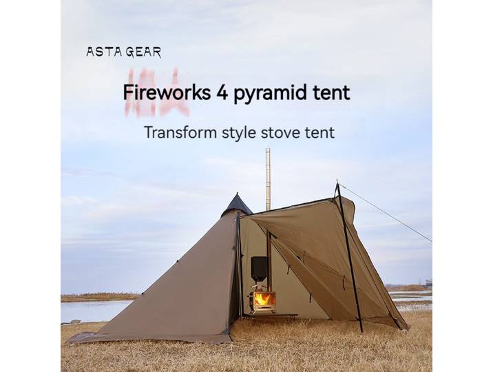ASTA GEAR Fk 4 La tente ultralégère pyramide de camping peut brûler le bois de chauffage, poêle avec jupe de neige