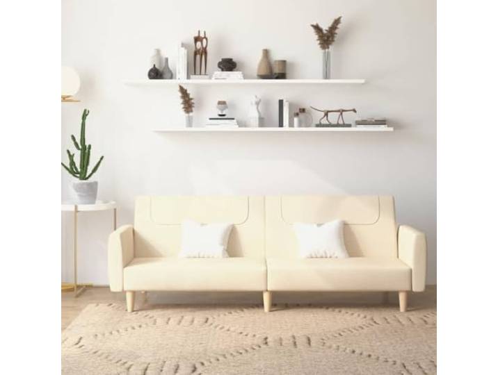 HEFZGDB Schlafsofa 2-Sitzer Creme Stoff Sofabett mit 2 separaten Rückenlehnen, weicher atmungsaktiver Bezug und robustem Holzrahmen für Wohnzimmer und Büro, vielseitiges
