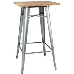 Bolero Bistro Stehtisch aus galvanisiertem Stahl mit Holzplatte