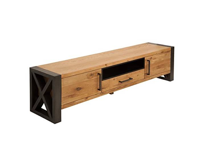 invicta INTERIOR Massives TV-Board Thor 200cm Wild Eiche geölt Lowboard im Industrial Design Sideboard Wohnzimmerschrank