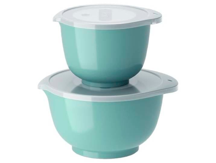 Rosti Margrethe Set de 2 Bols Mélangeurs en Plastique - 2 Couvercles Inclus - Saladiers Hermétiques - 1\,5 Litres et 3 Litres\, Vert