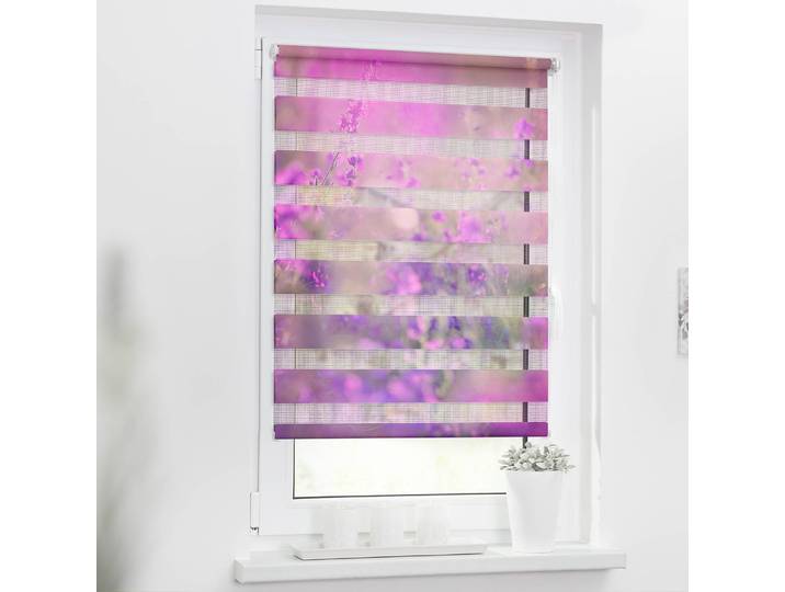 Klemmfix Duo Rollo Blumenwiese 60 x 150cm Violett