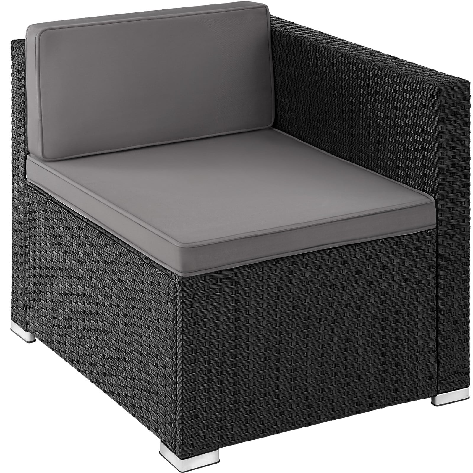 TecTake Wicker lounge Lignano met fauteuil - zwart