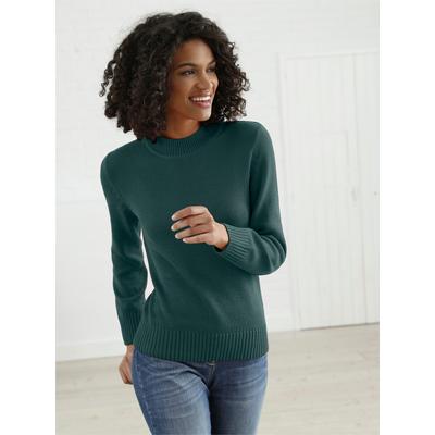 Strickpullover CLASSIC BASICS "Pullover", Damen, Gr. 38, grün (tanne), 100% Baumwolle, unifarben, Pullover Strickpullover