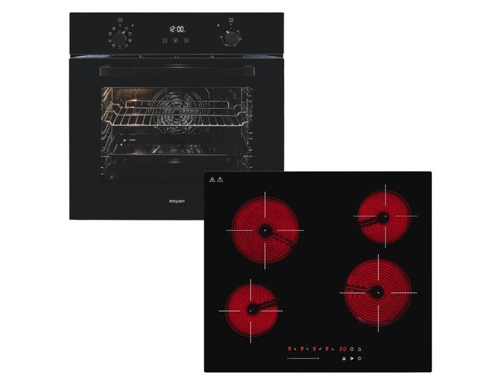 EXQUISIT Backofen-Set BAKO KomfortPlus schwarz , Energieeffizienz: A, schwarz, Herdsets, mühelos kochen: ca.70C Sauce warmhalten, ca.92C Brühe simmern, Backofen-Set