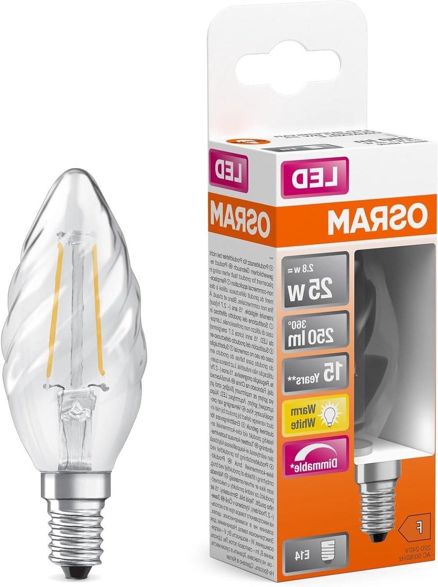 LED Kaarslamp Mini Gloeidraadlamp met E14 Fitting - Dimbaar Filament in Helder Glas