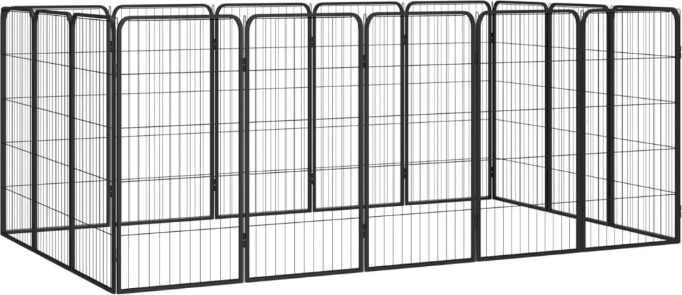 16-tlg. Hundelaufstall Schwarz 50x100cm Stahl Pulverbeschichtet