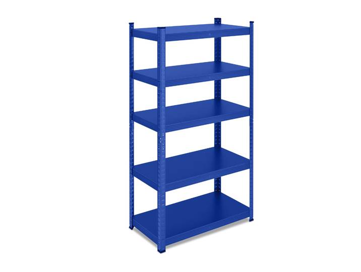 2 Rayonnages Pour Charges Lourdes\, H X L X P: 150 X 75 X 30 Cm\, 875 Kg\, Acier\, 5 Niveaux\, Cave\, Garage\, À Emboîter\, Bleu