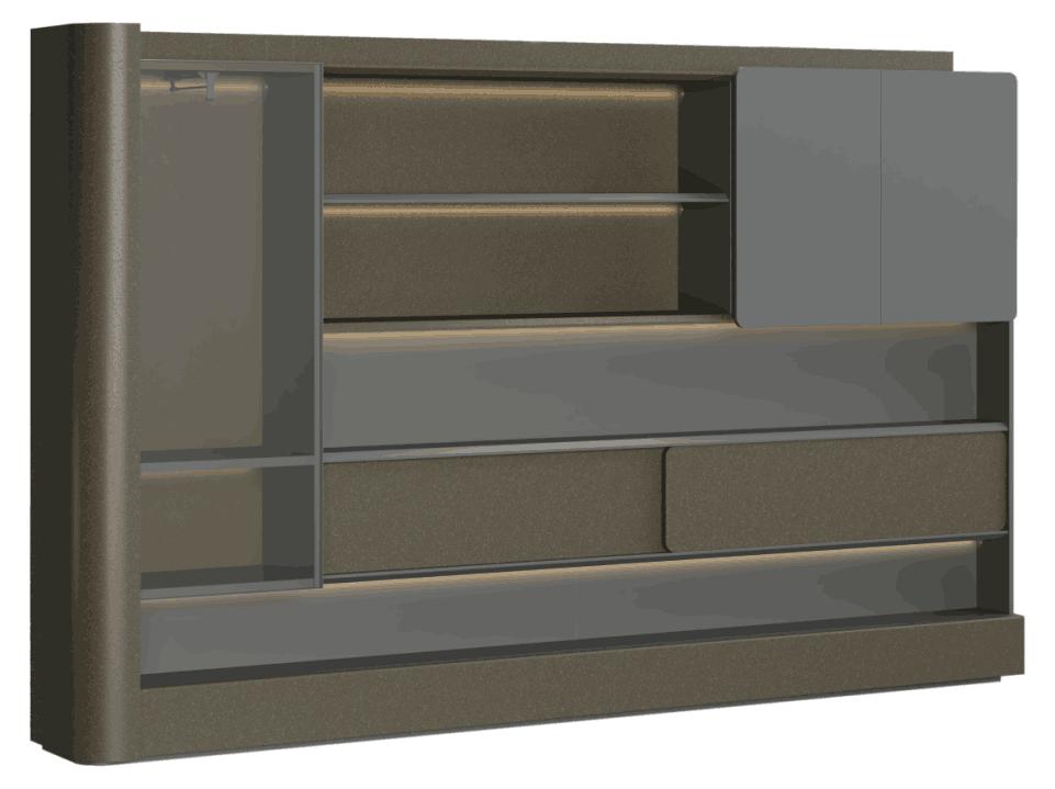 Eleganter Grauer Büroschrank Stilvoller Regalenschrank Holzschrank