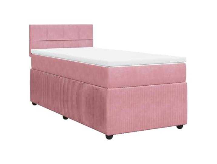 PUGYNBK Boxspringbett, Samt, Rosa, 100 x 200 cm Taschenfedern, atmungsaktiver Matratzenschoner, abnehmbarer Bezug, Lattenrost
