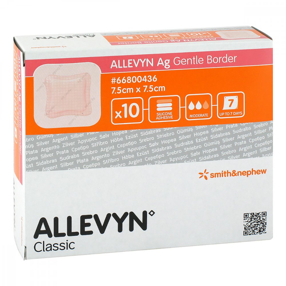 Smith & Nephew GmbH Allevyn Ag Gentle Border 7,5x7,5 cm Wundverband 03296142
