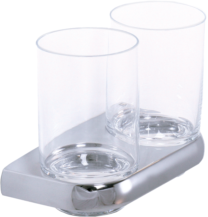 Bravat Metasoft Glashalter 816210 Doppelt, Glas zylinderförmig  klar, chrom
