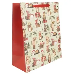 Geschenktüte mit Katzen im Nikolaushut - 31 x 42 cm