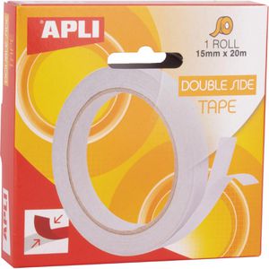 APLI Doppelseitiges-Klebeband 17723, transparent, EVA, 15mm x 20m